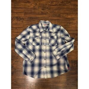 Wrangler Rugged Wear Blue Plaid Long Sleeve Shirt Men's Western Sz:XL